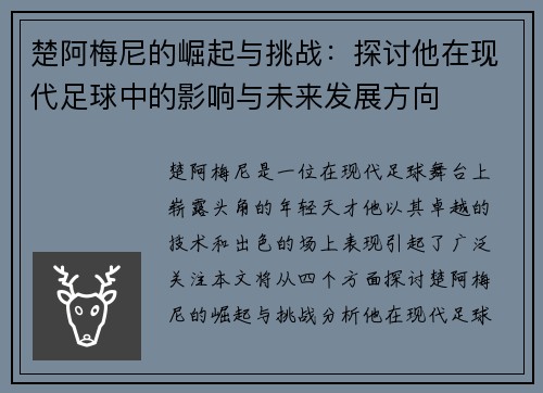 楚阿梅尼的崛起与挑战：探讨他在现代足球中的影响与未来发展方向